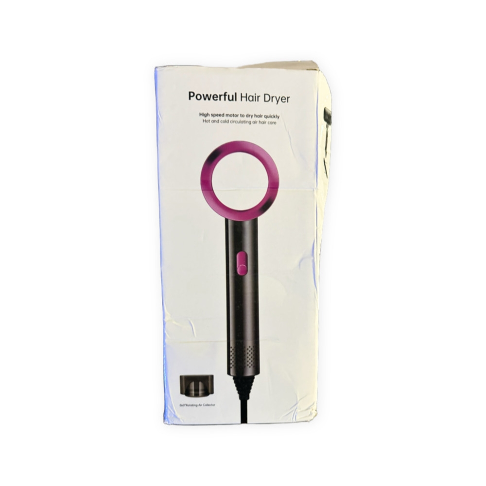 Powerful Hair Dryer with Rotating Air Collector and Purple Accent